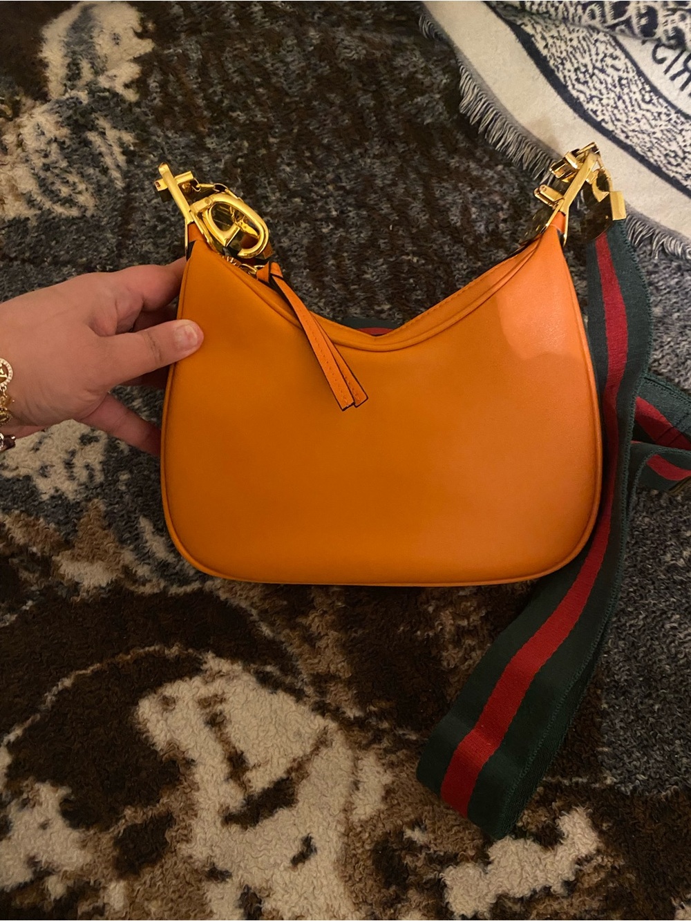 Orange Leather Shoulder Bag